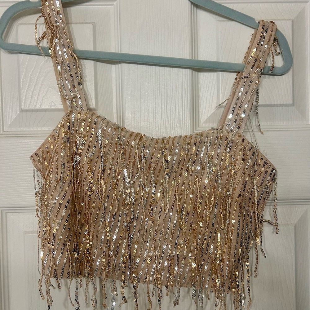 Main Strip Sparkle Sequin Top